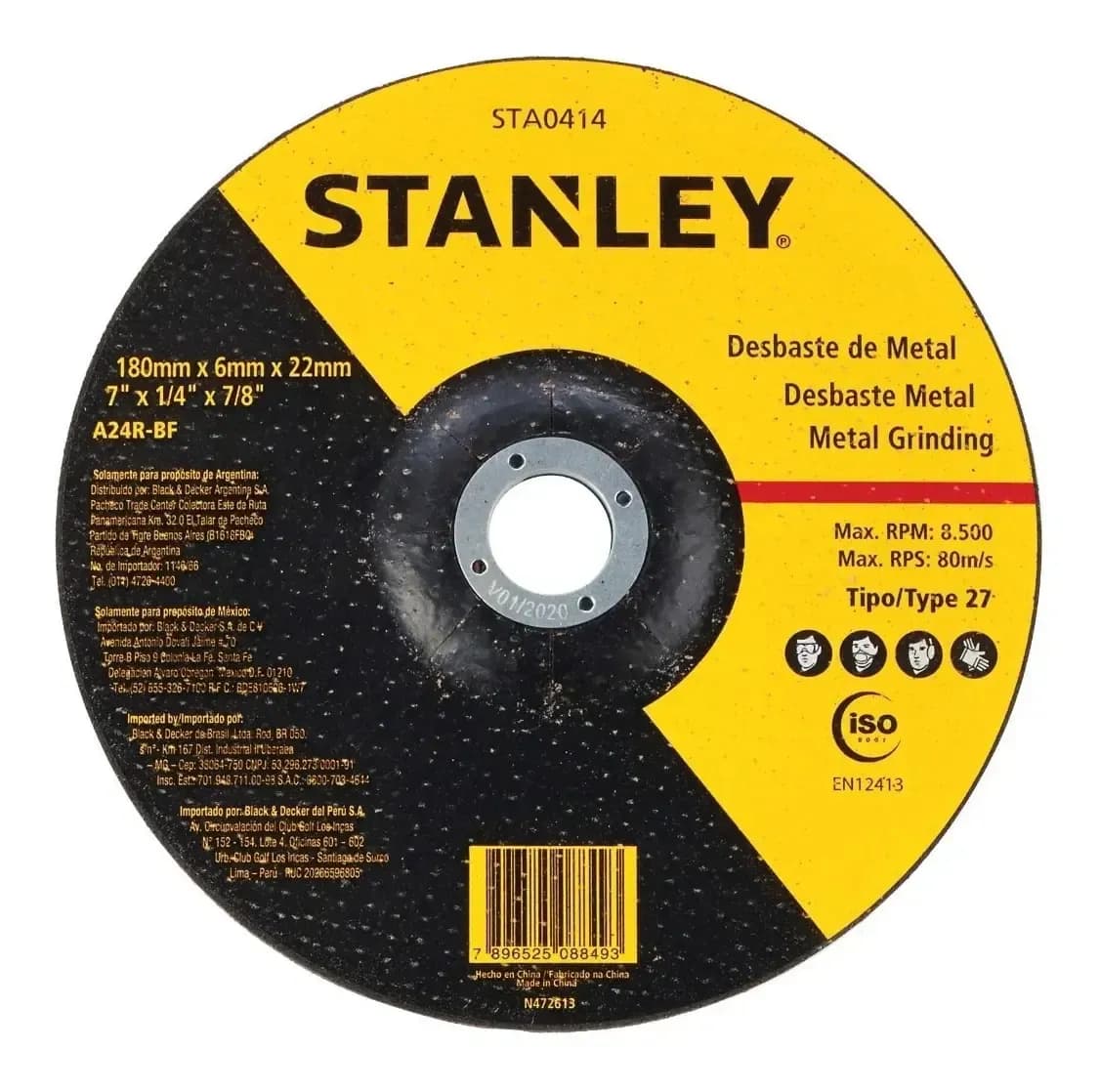 Disco Desbaste Metal 7 Stanley Sta0414 Amarillo Y Negro