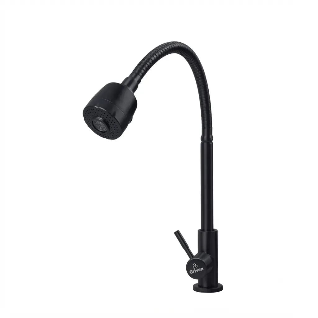 Llave Fregadero Flexible Sencilla Negra Griven